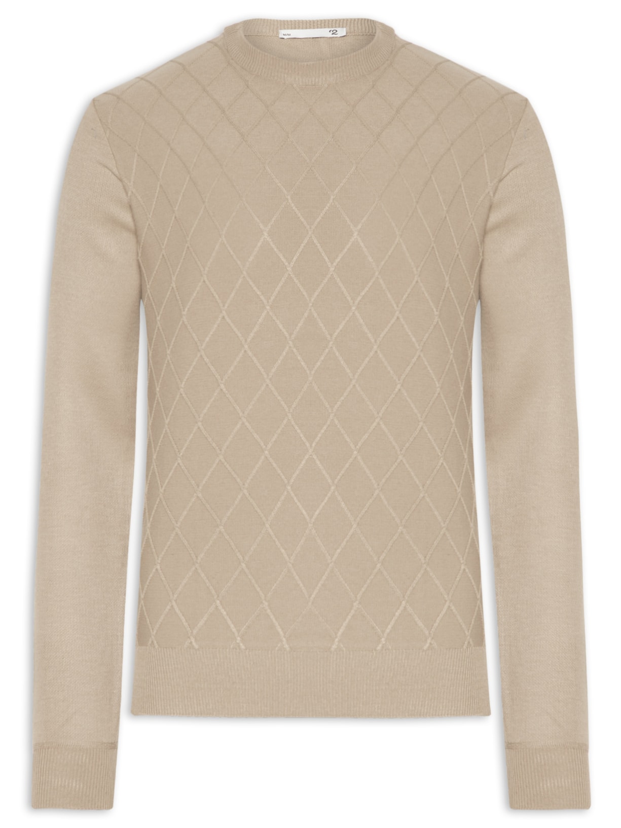 Tricot Masculino Gola Redonda Texturizado Bege '2 Essential