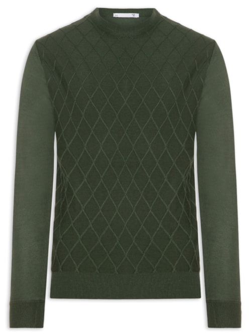 Tricot Masculino Gola Redonda Texturizado - Verde
