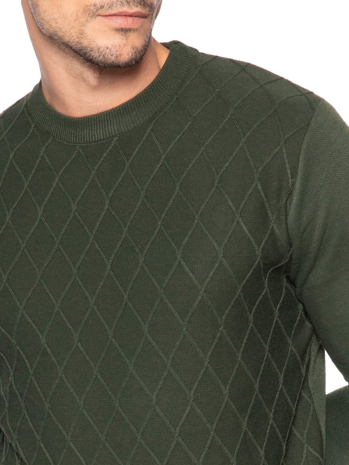 Tricot Masculino Gola Redonda Texturizado Verde '2 Essential