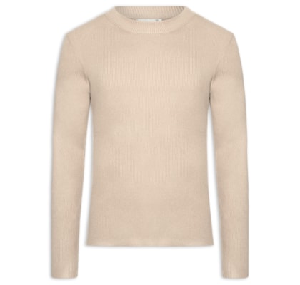 Tricot Masculino Gola Redonda Viscose - Bege
