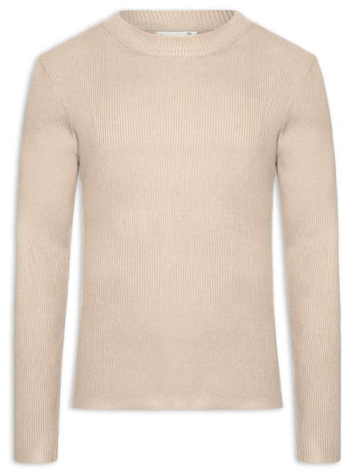 Tricot Masculino Gola Redonda Viscose - Bege