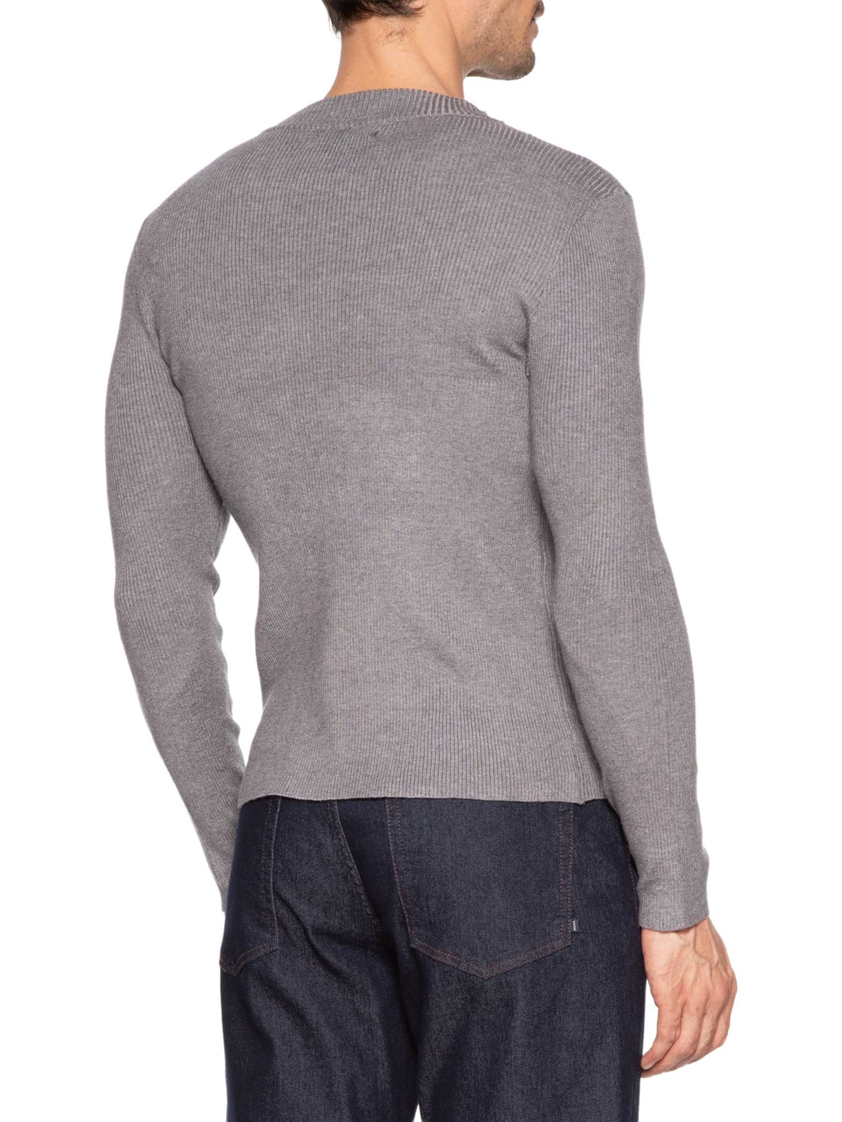 Tricot Masculino Gola Redonda Viscose Cinza '2 Essential