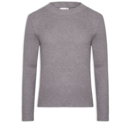 Tricot Masculino Gola Redonda Viscose - Cinza