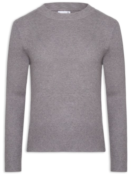 Tricot Masculino Gola Redonda Viscose - Cinza