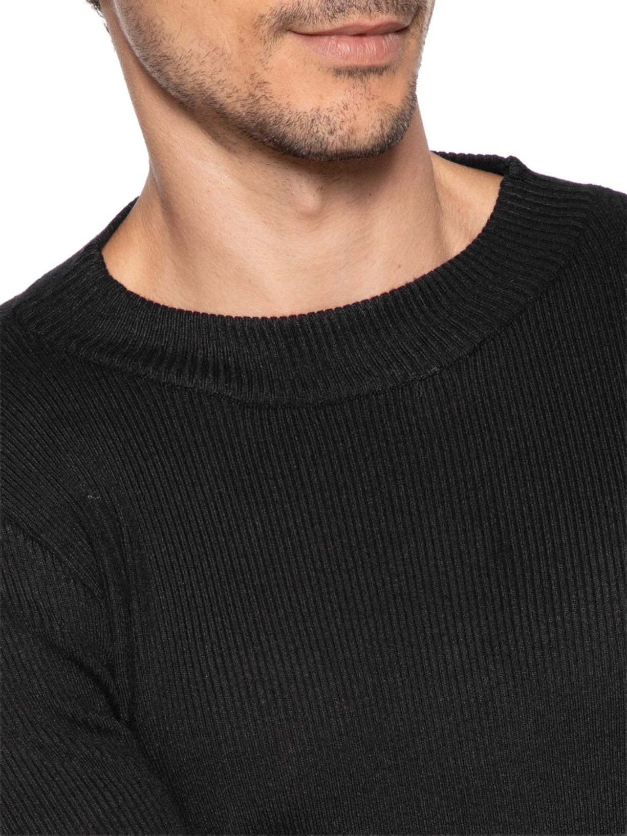 Tricot Masculino Gola Redonda Viscose Preto '2 Essential