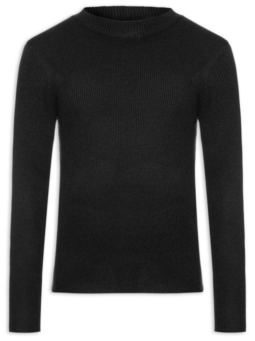 Tricot Masculino Gola Redonda Viscose - Preto