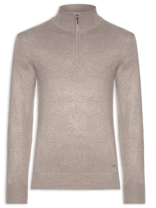 Tricot Masculino Meio Zíper Mescla Touch - Cinza