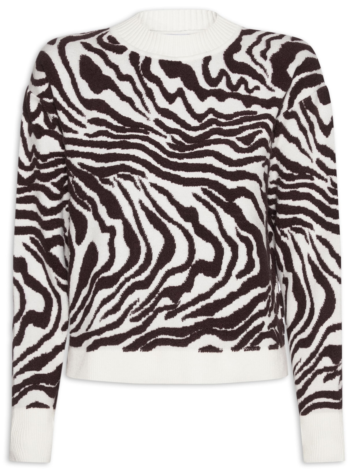 Tricot Pull Jacquard Waves Brown – Off White Niini