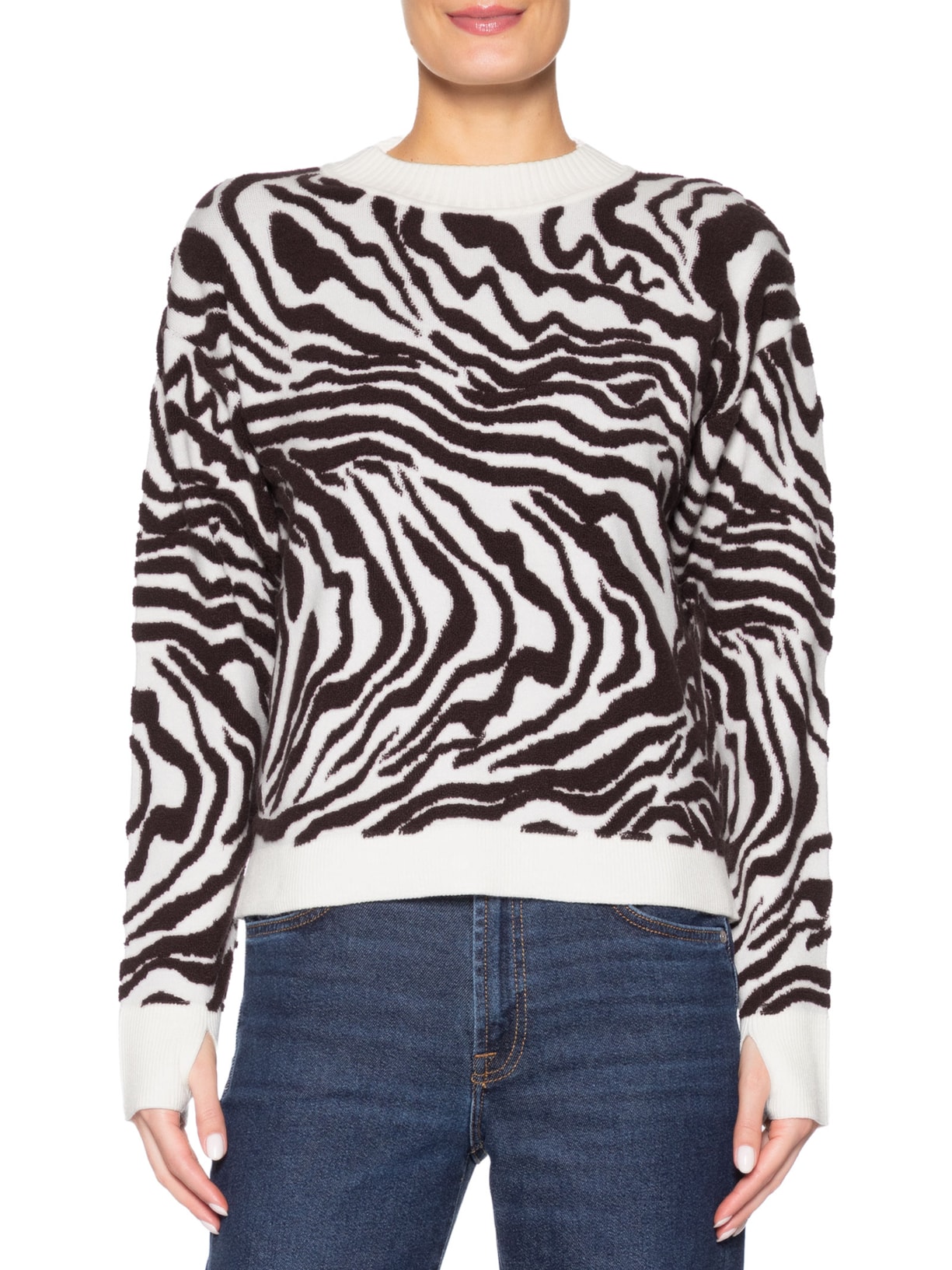 Tricot Pull Jacquard Waves Brown – Off White Niini