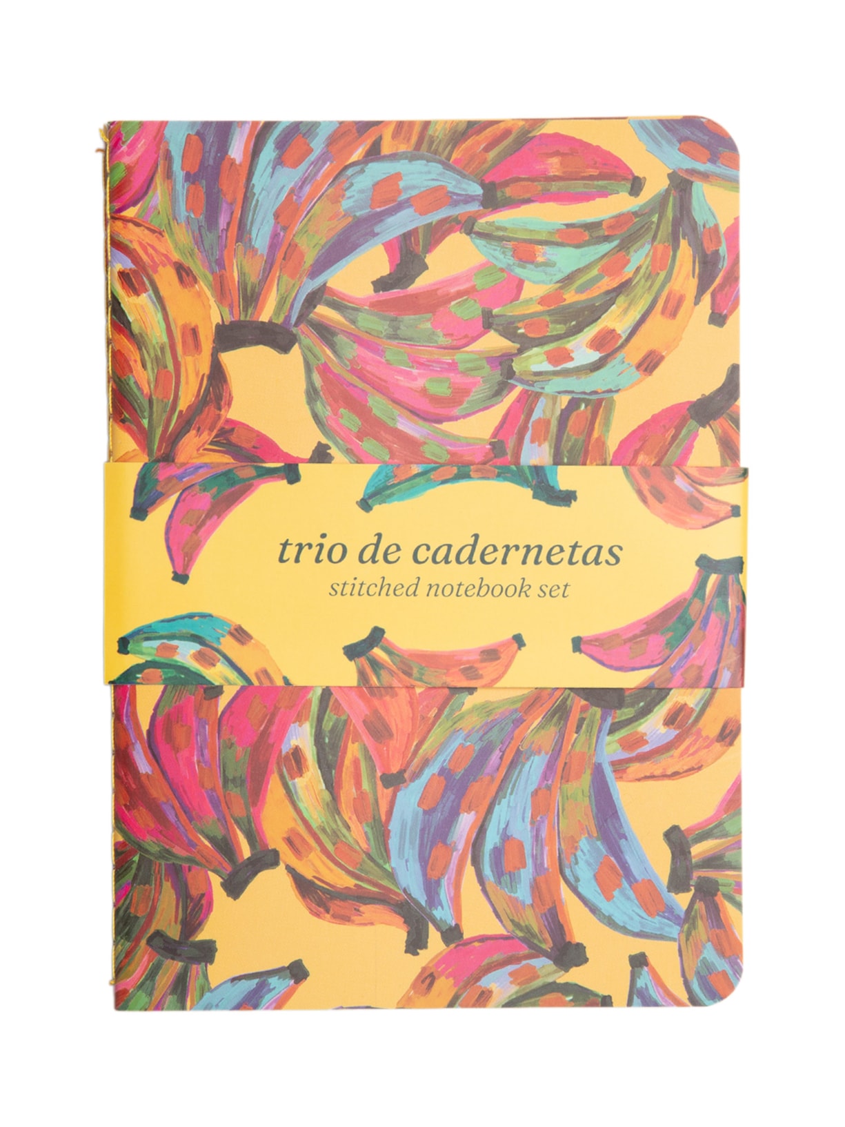 Trio De Cadernetas Cor De Banana Amarelo Farm Etc