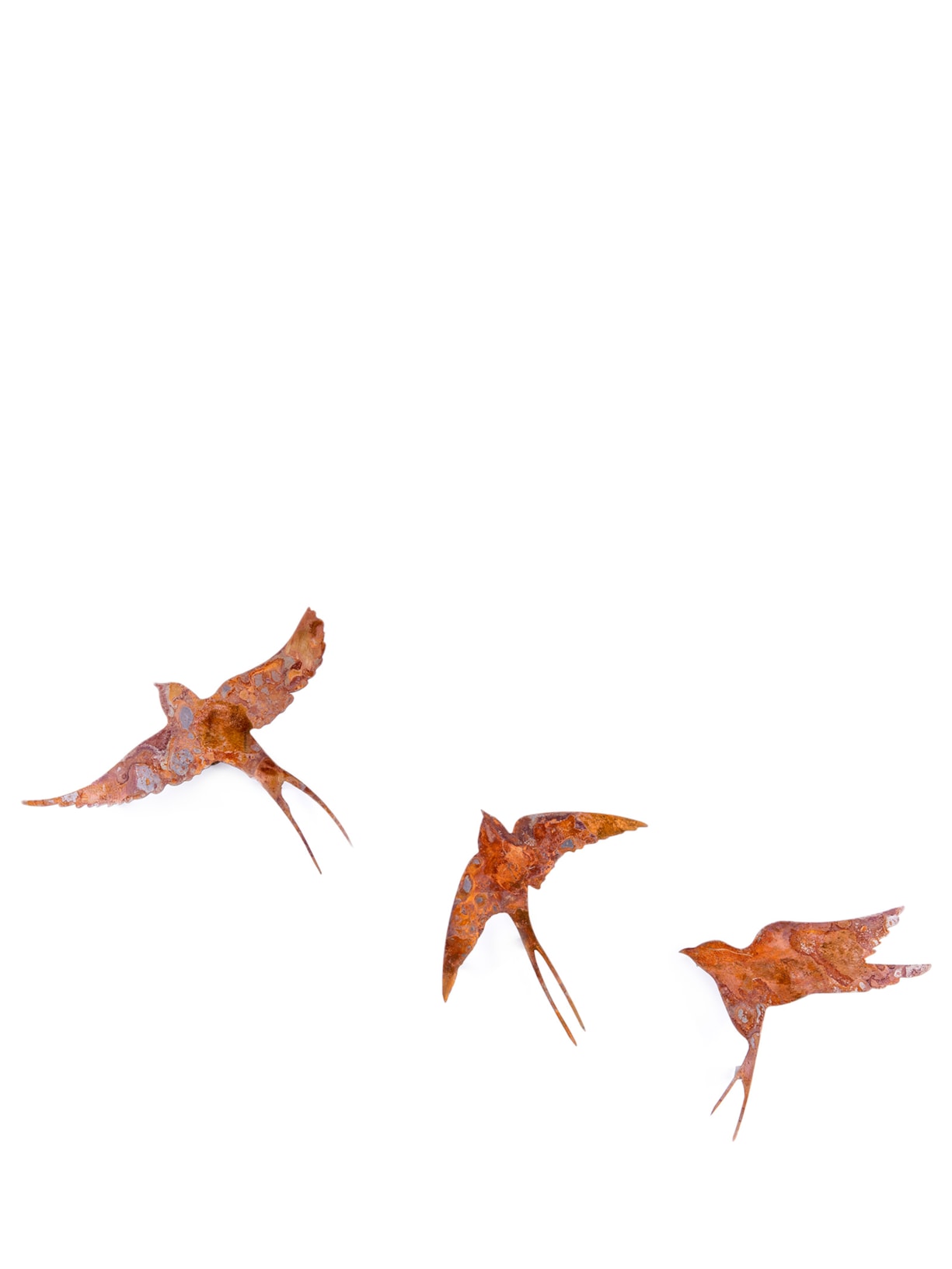 Trio De Escultura Andorinhas - Marrom