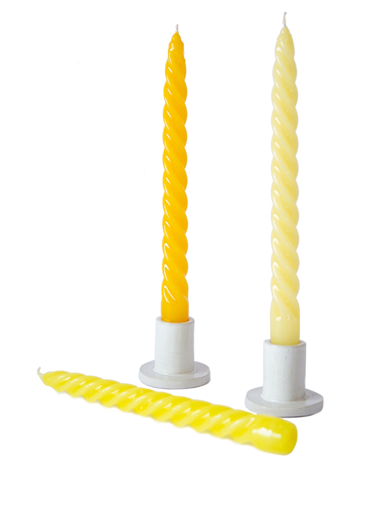 Trio De Velas Castiçal Rainbow - Amarelo