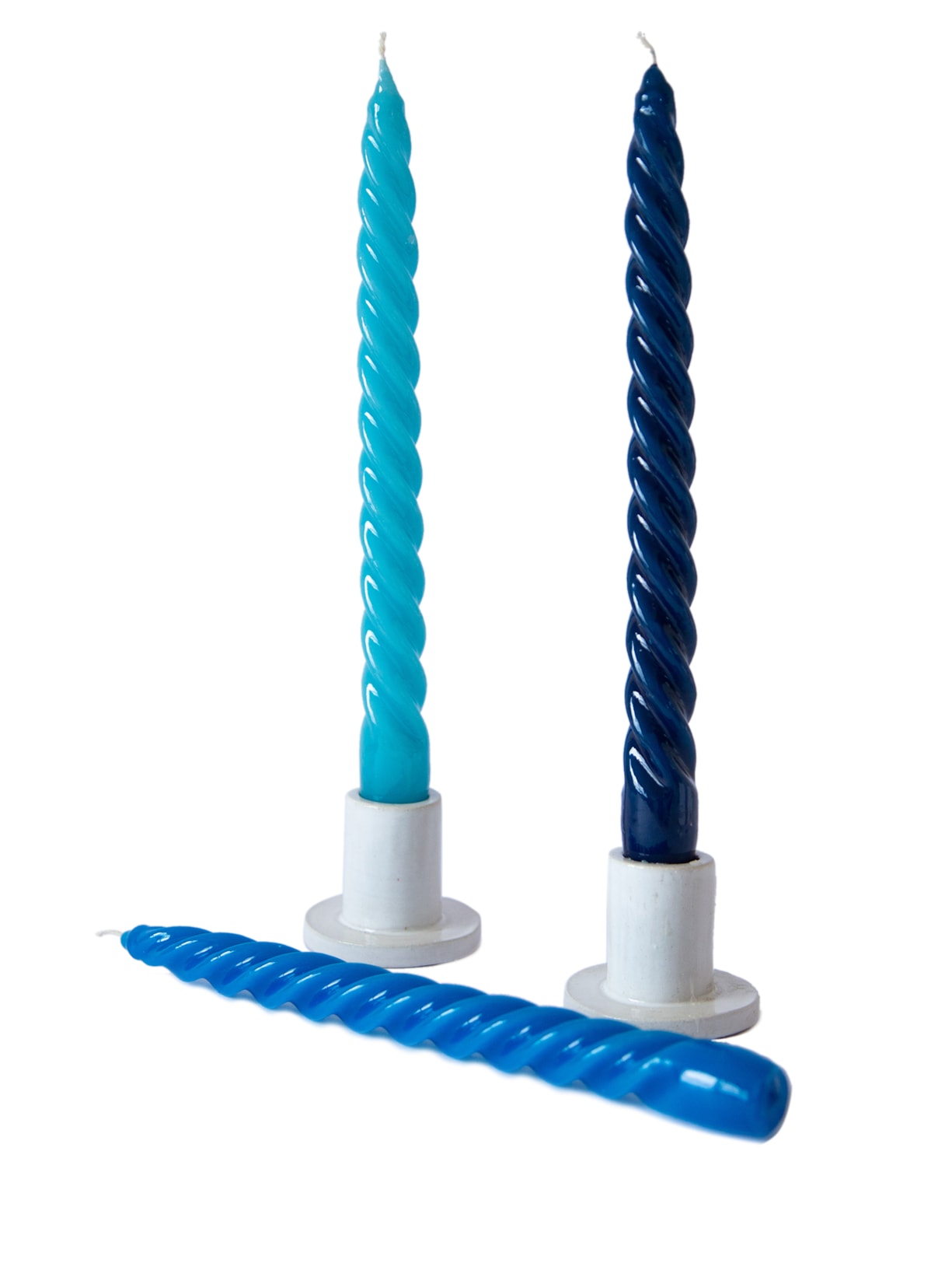 Trio de Velas Castiçal Rainbow Azul Cian Candle