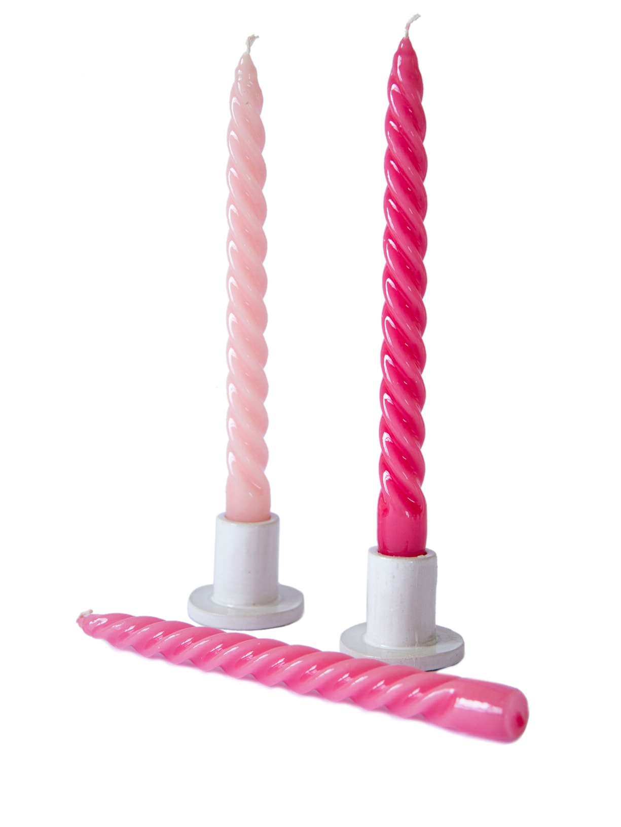 Trio de Velas Castiçal Rainbow - Rosa