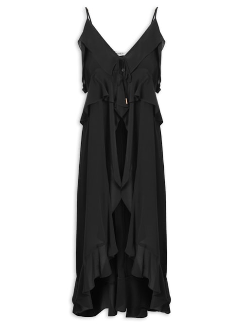 Túnica Crepe Babados - Preto
