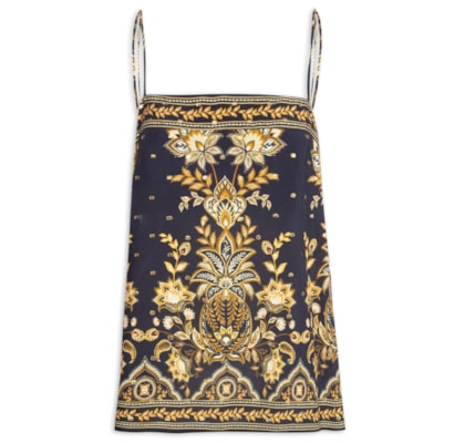 Túnica Feminina Amarração Flora Abacaxi - Preto