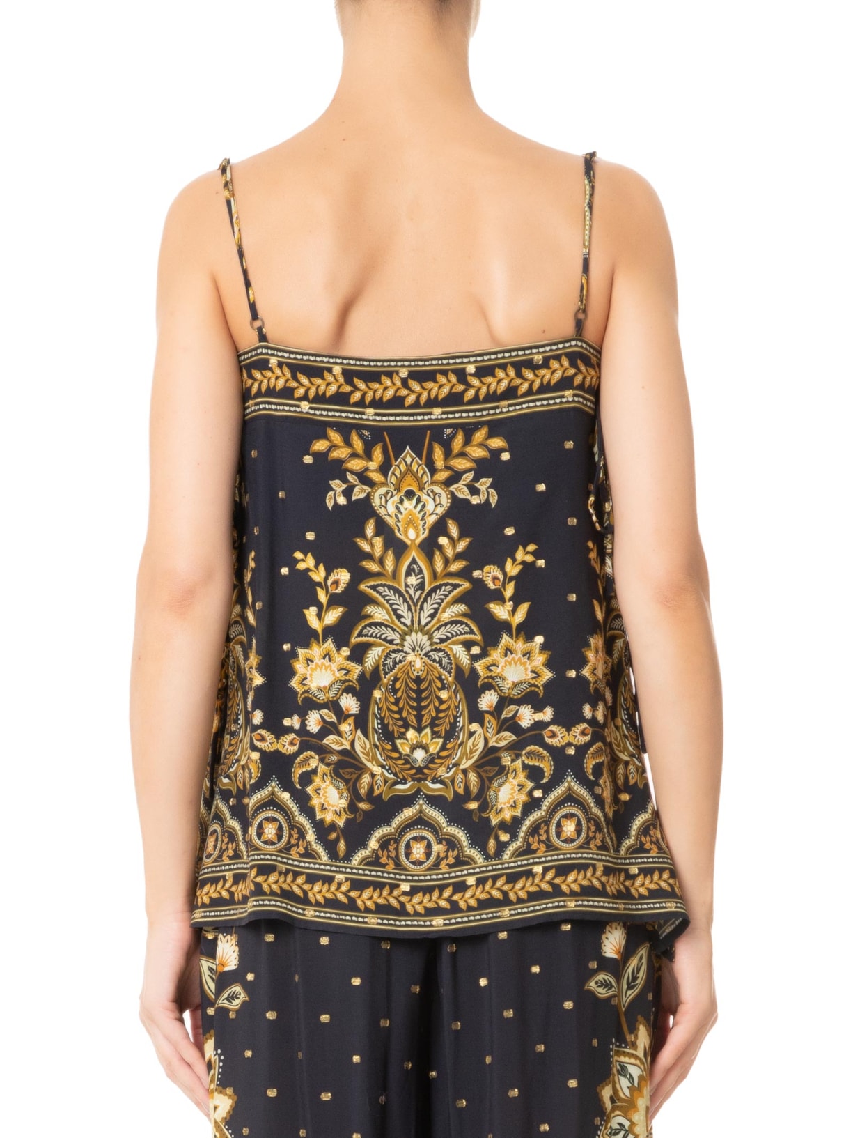 Túnica Feminina Amarração Flora Abacaxi Preto Farm