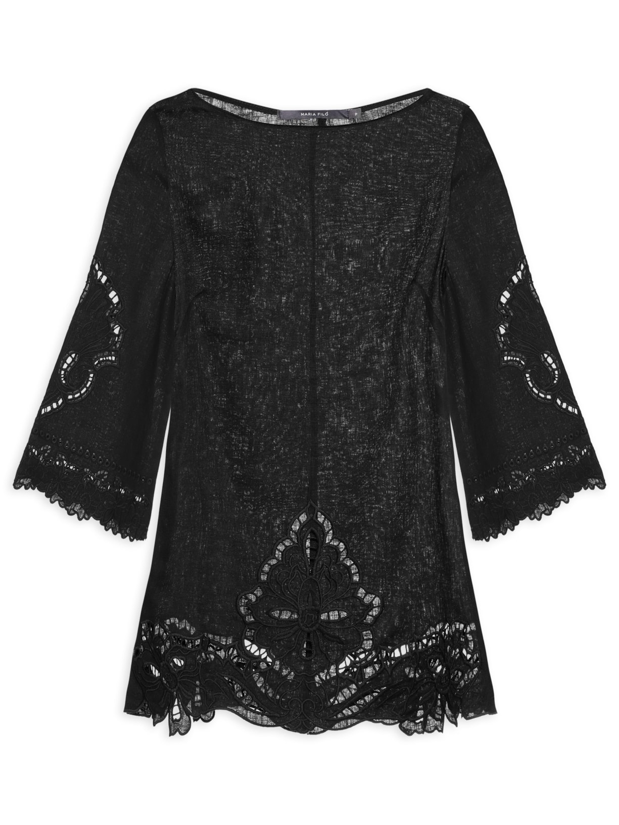 Túnica Feminina Bordado Bloom - Preto