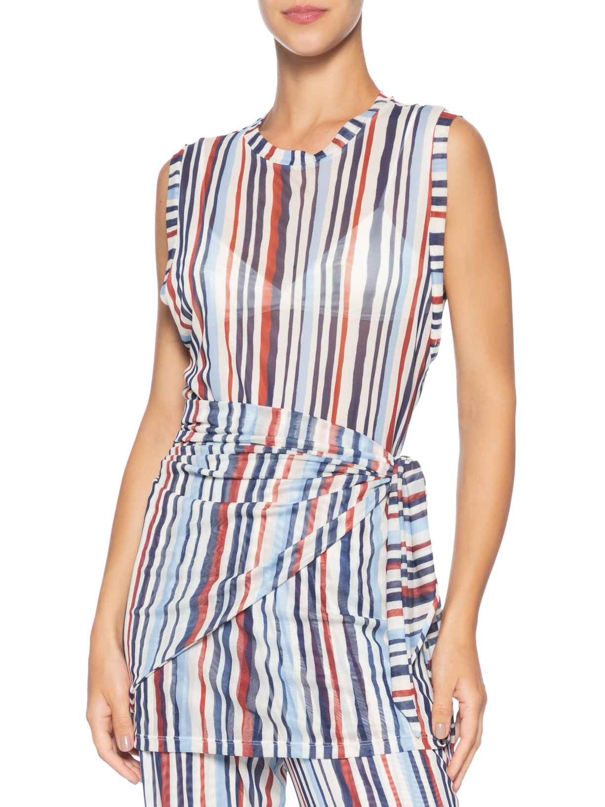 Túnica Feminina com Lenço Estampa Listra Verano – Azul Dress To