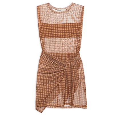 Túnica Feminina Com Lenço Estampa Vichy - Marrom