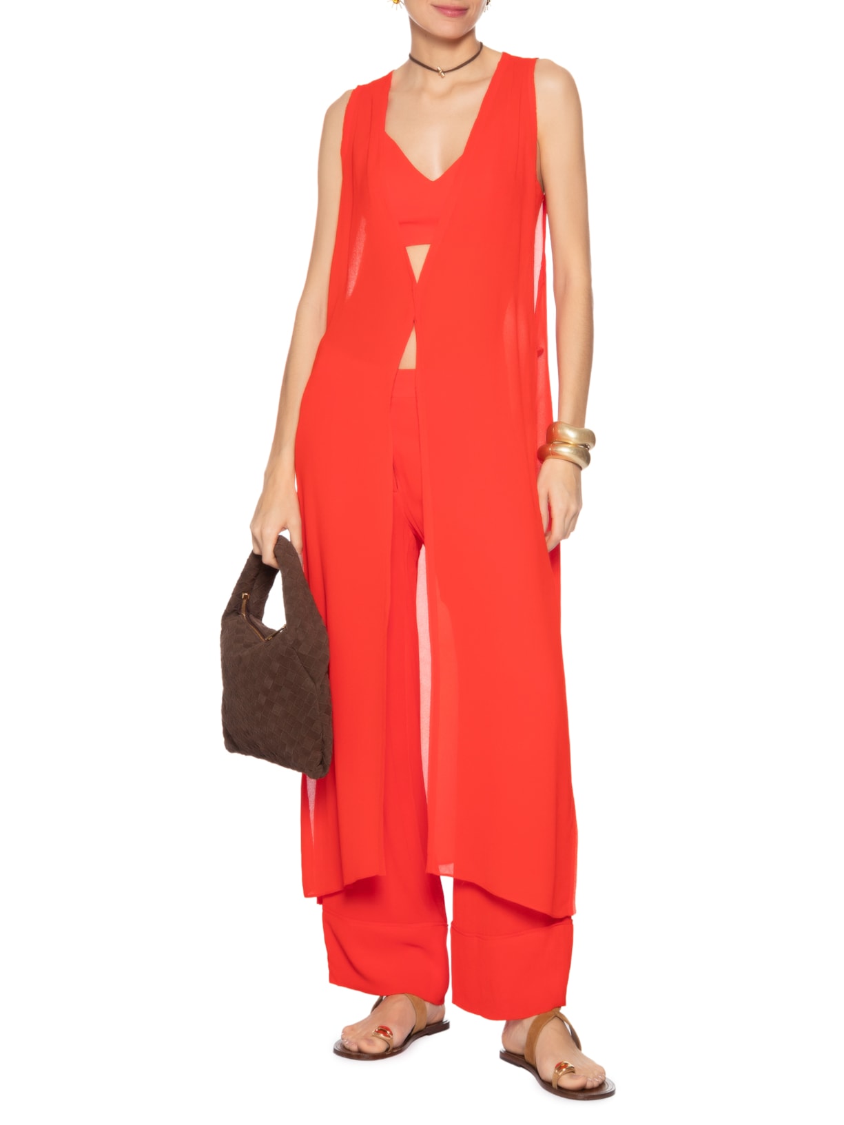 Túnica Feminina Crepe Georgette Vermelho Maria Filó