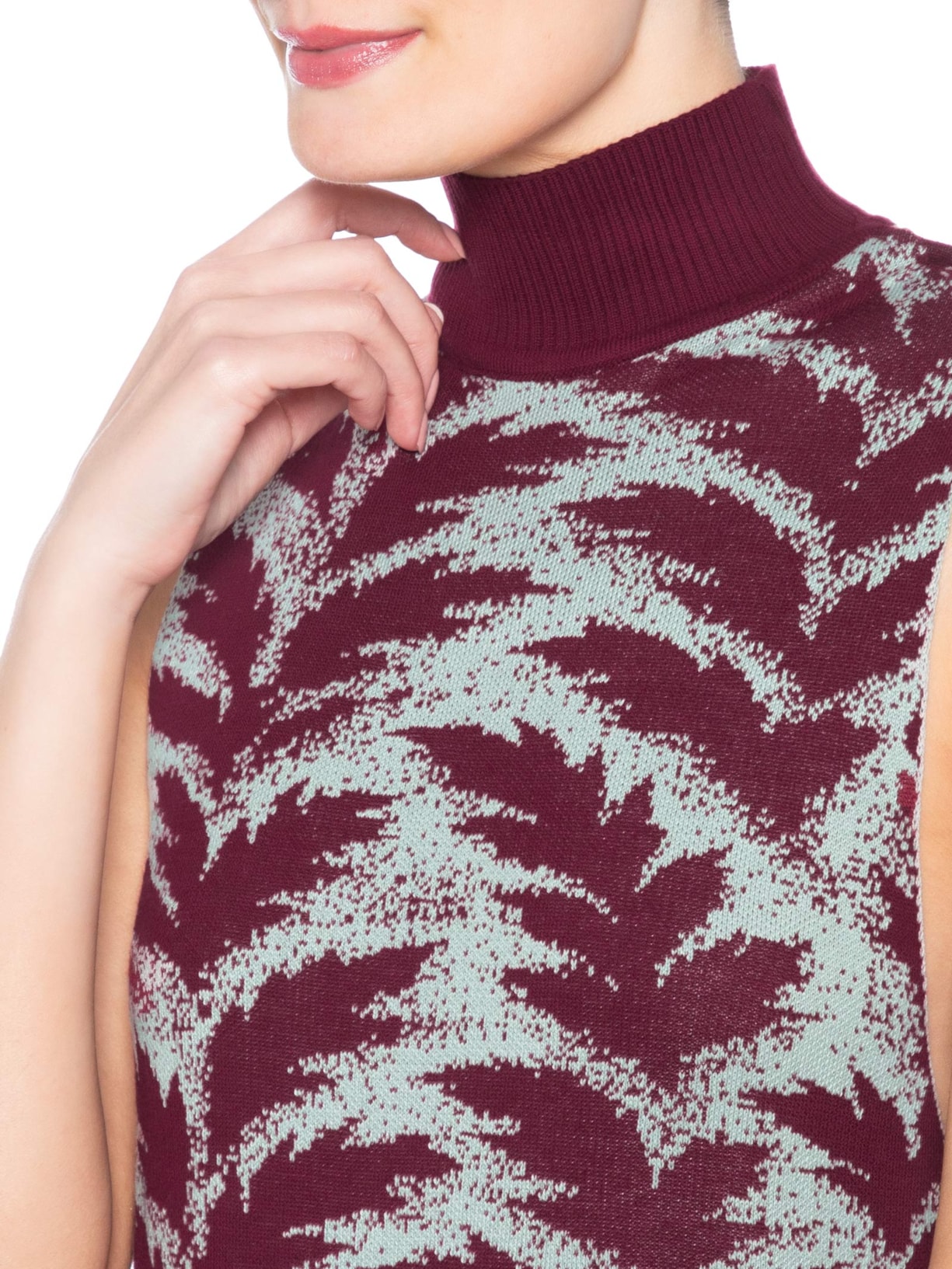 Túnica Feminina de Tricot Midi Vermelho Animale
