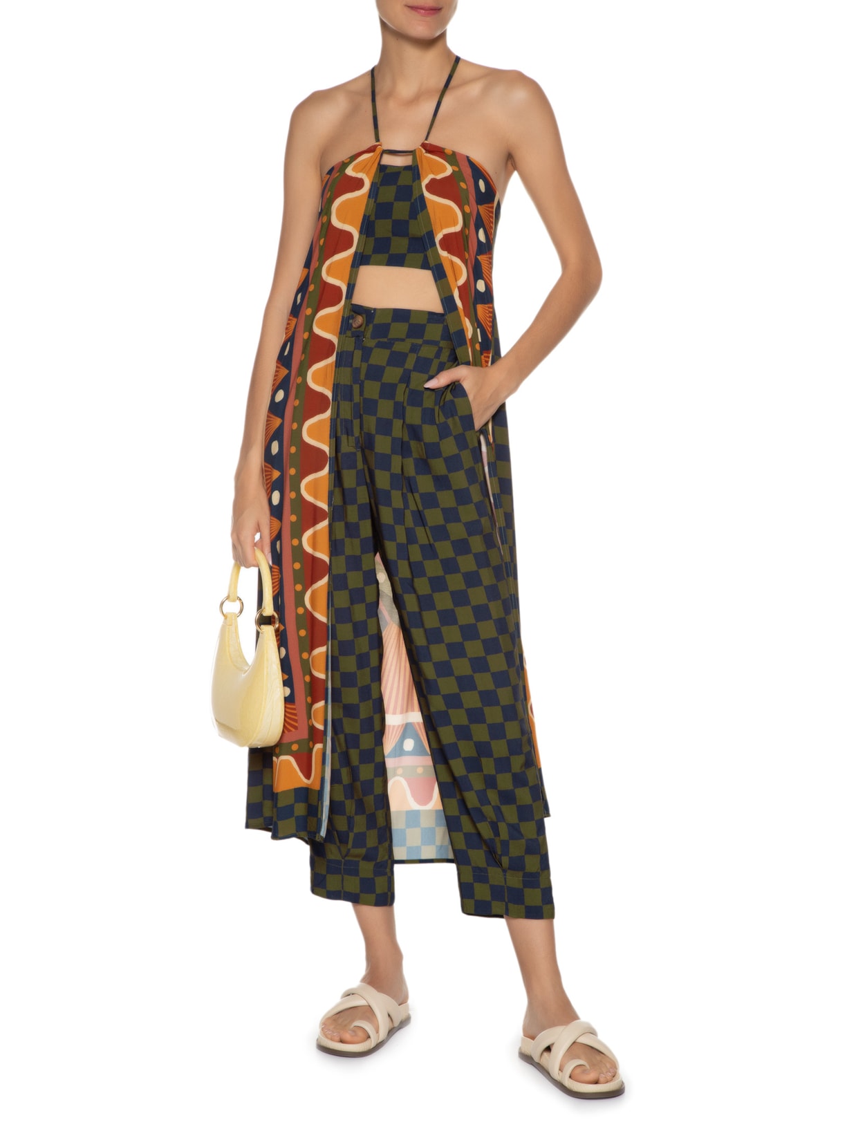 Túnica Feminina Lenço Animal Laranja Farm