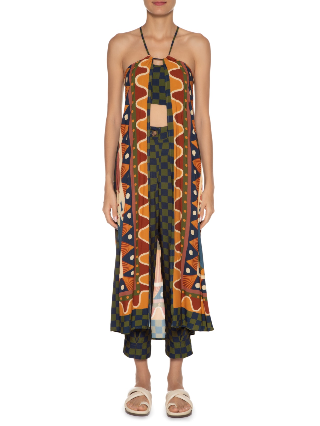 Túnica Feminina Lenço Animal Laranja Farm