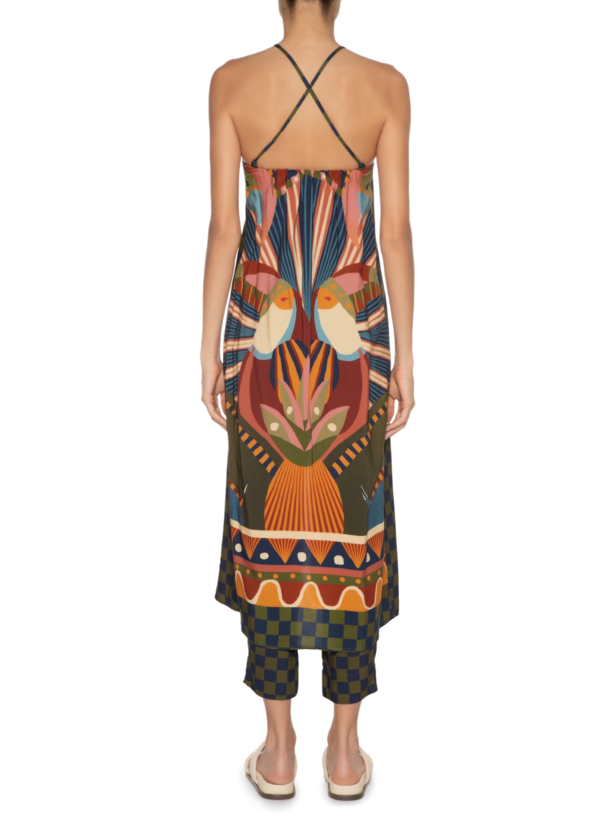 Túnica Feminina Lenço Animal Laranja Farm