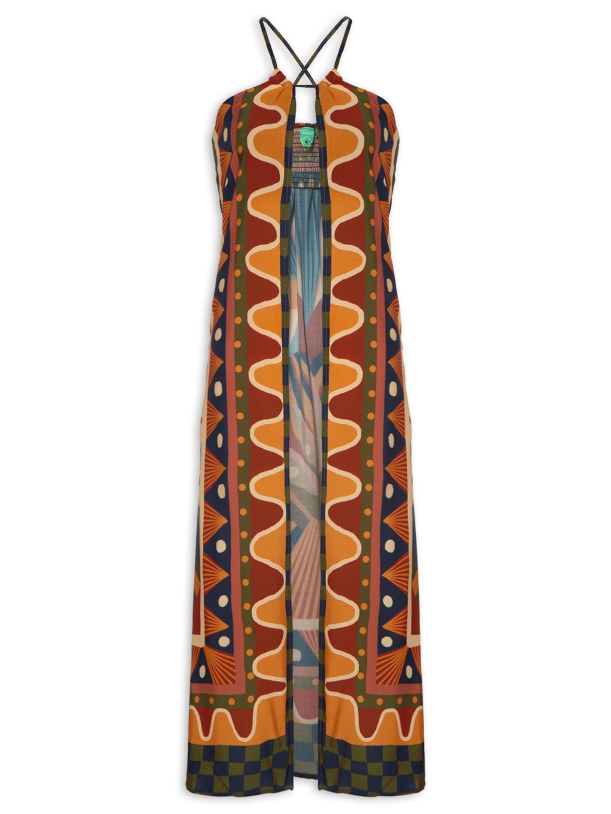 Túnica Feminina Lenço Animal Laranja Farm