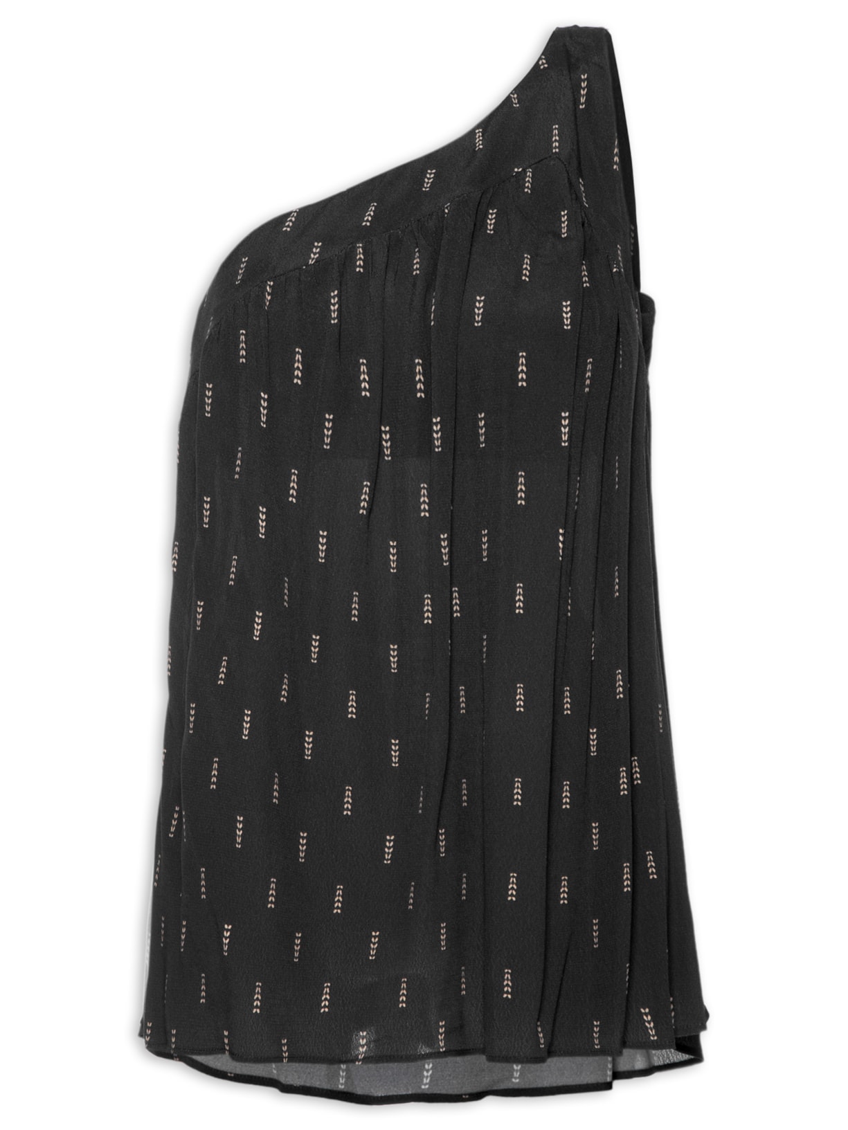 Túnica Feminina Ombro Só Estampa Petit - Preto