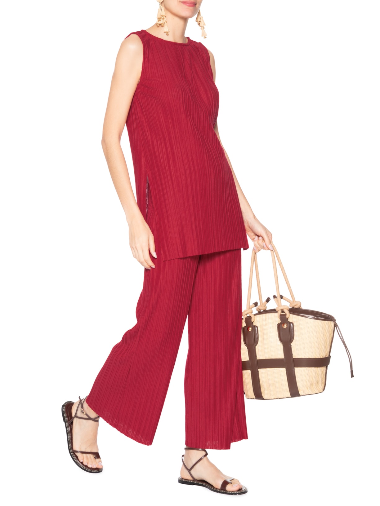 Túnica Feminina Plissada Vermelho Lenny Niemeyer