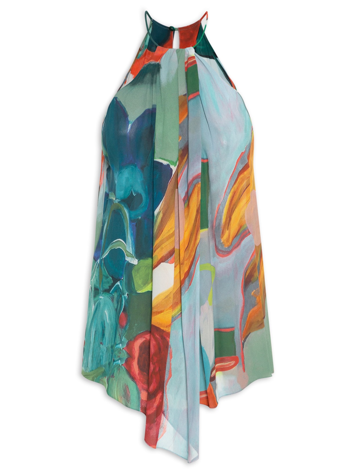 Túnica Feminina Pregas Frente Floral Composto - Azul