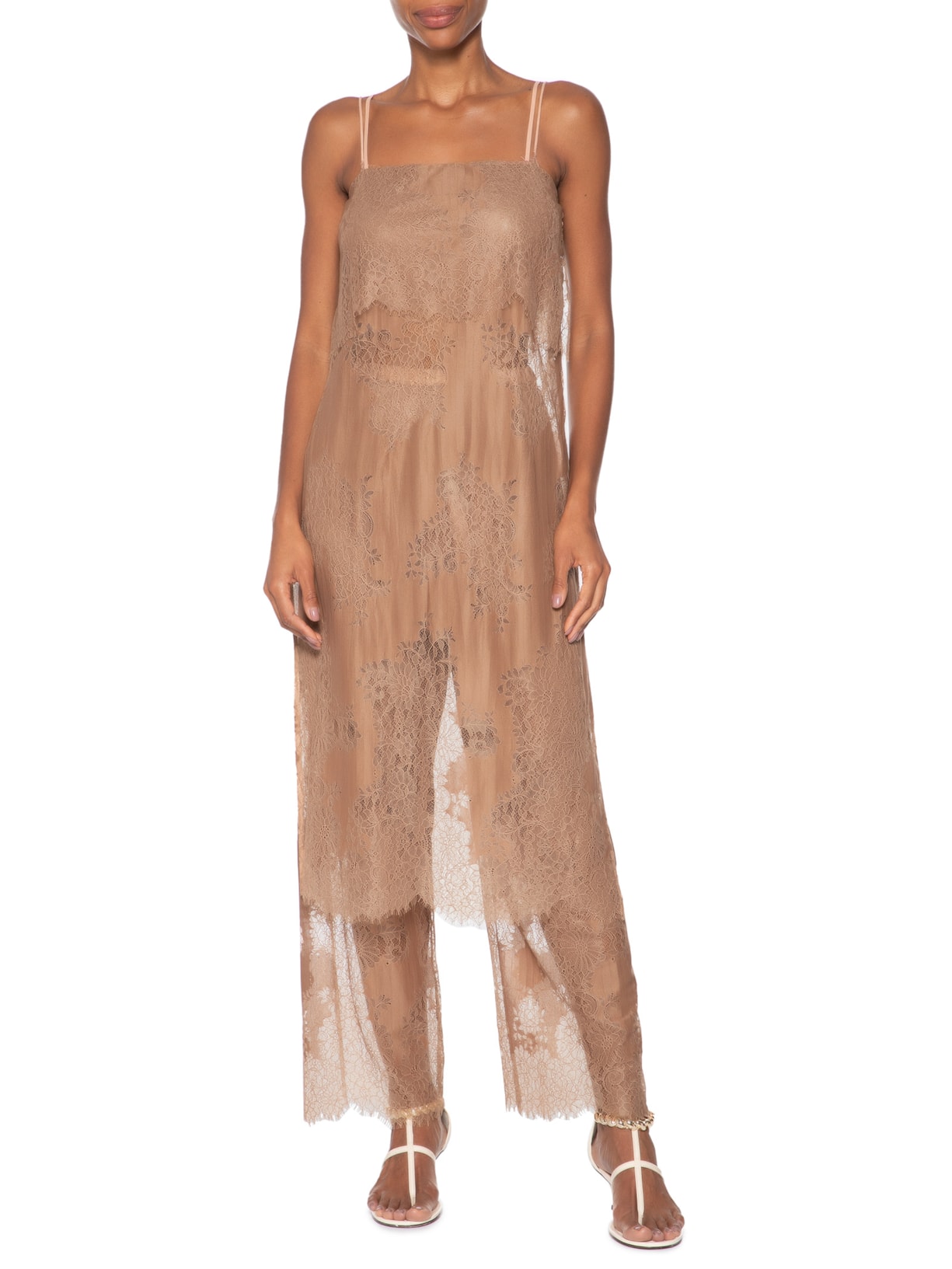 Tùnica Feminina Renda Doll Marrom Paula Raia