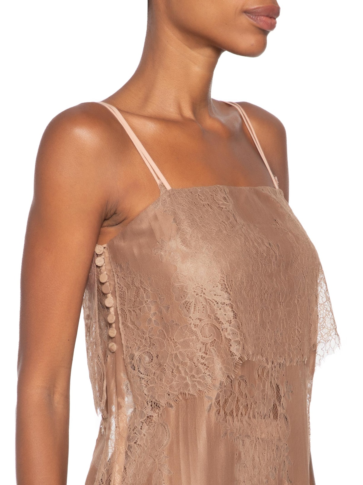 Tùnica Feminina Renda Doll Marrom Paula Raia