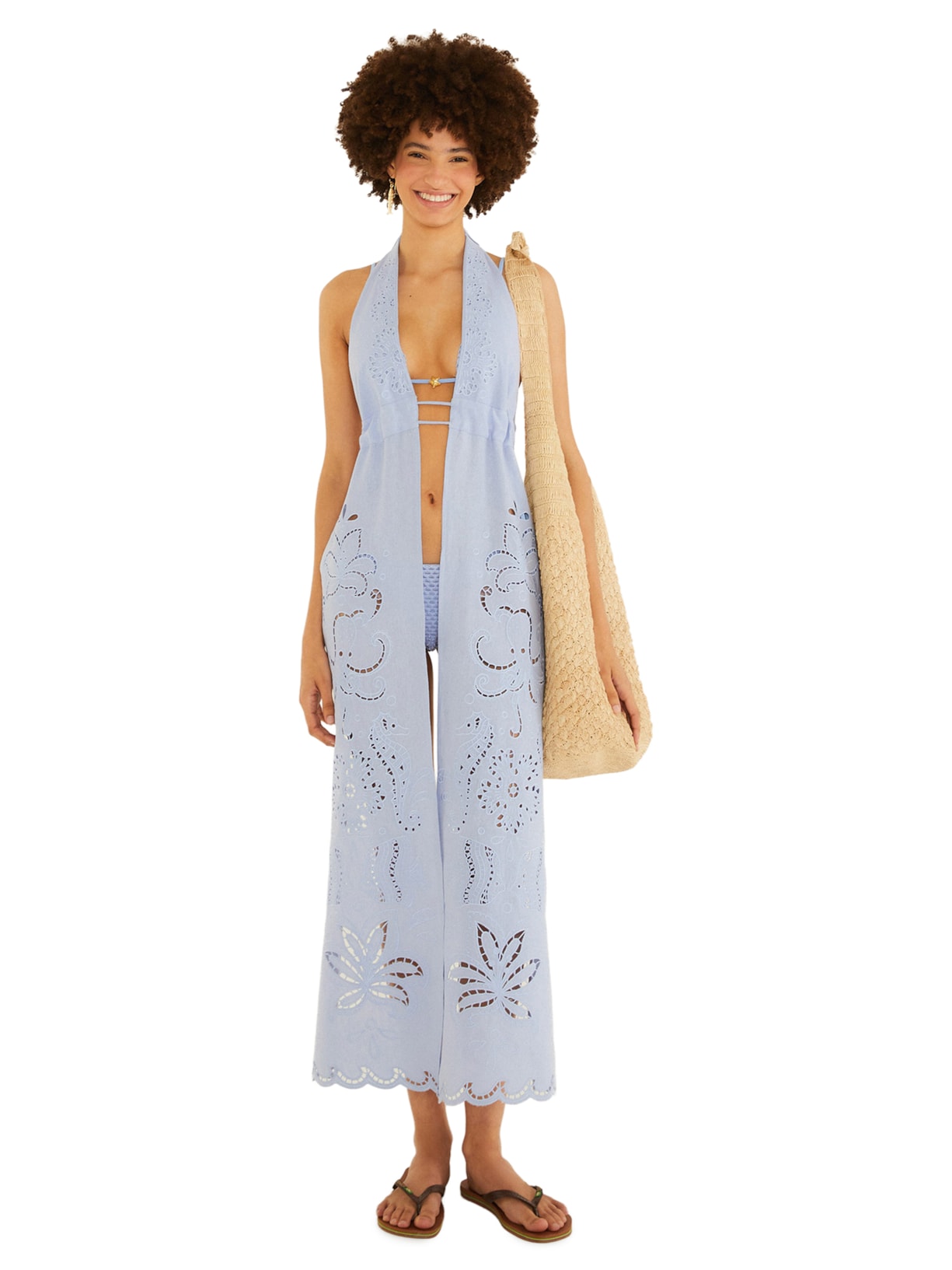 Túnica Feminina Richilieu Vida Marinha Azul Farm Praia