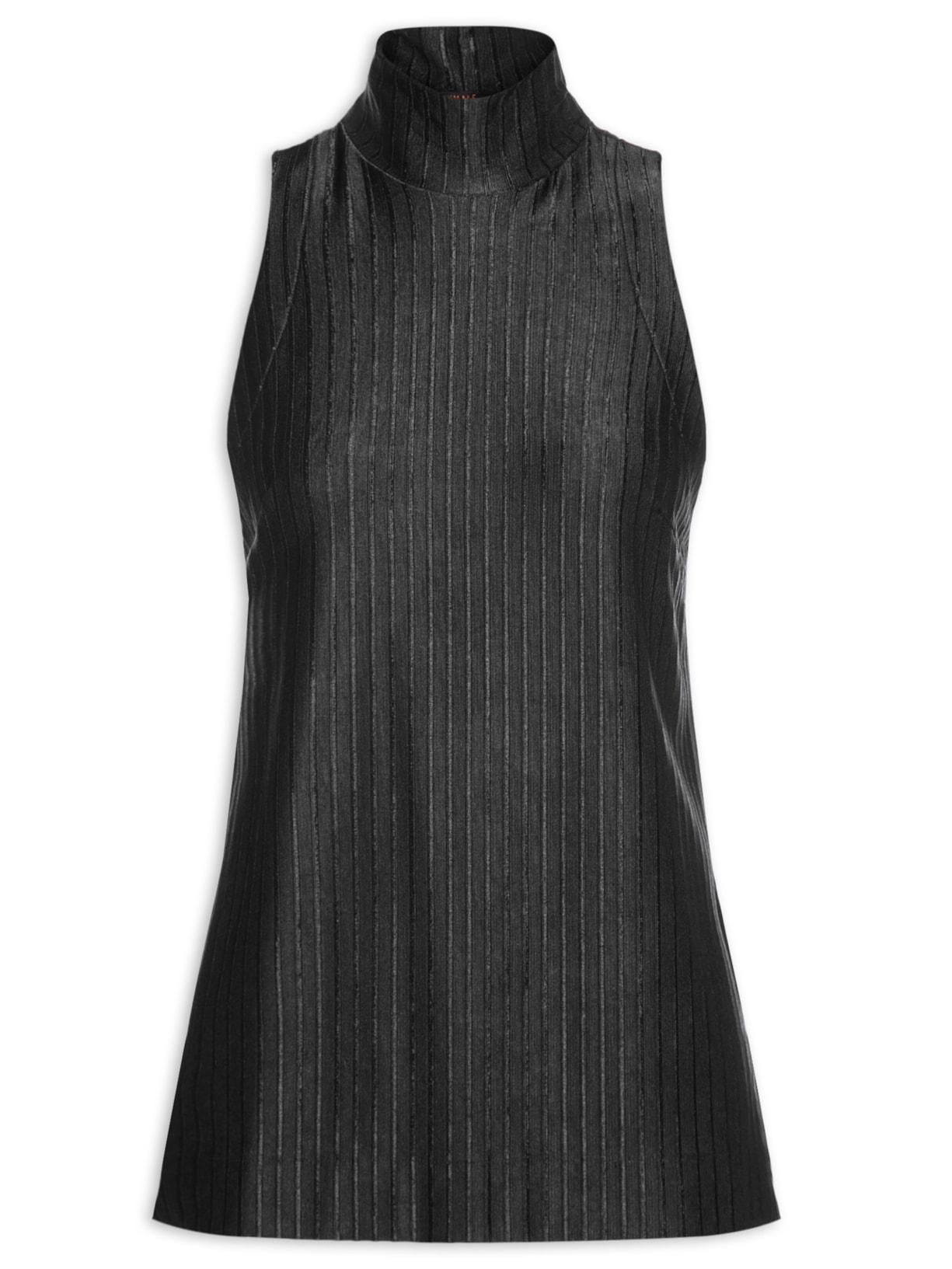 Túnica Feminina Sem Manga Com Gola Alta - Preto