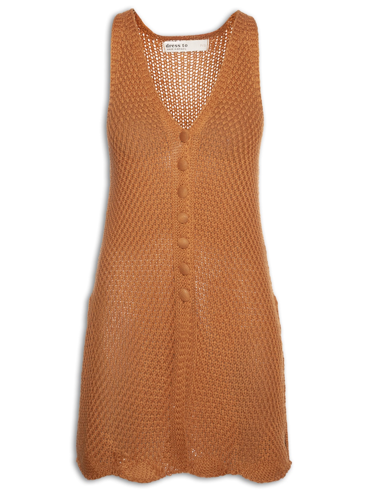 Túnica Feminina Tricot Barra Ondas - Marrom