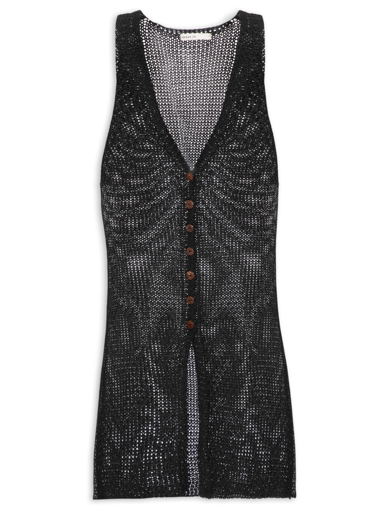 Túnica Feminina Tricot Botões - Preto