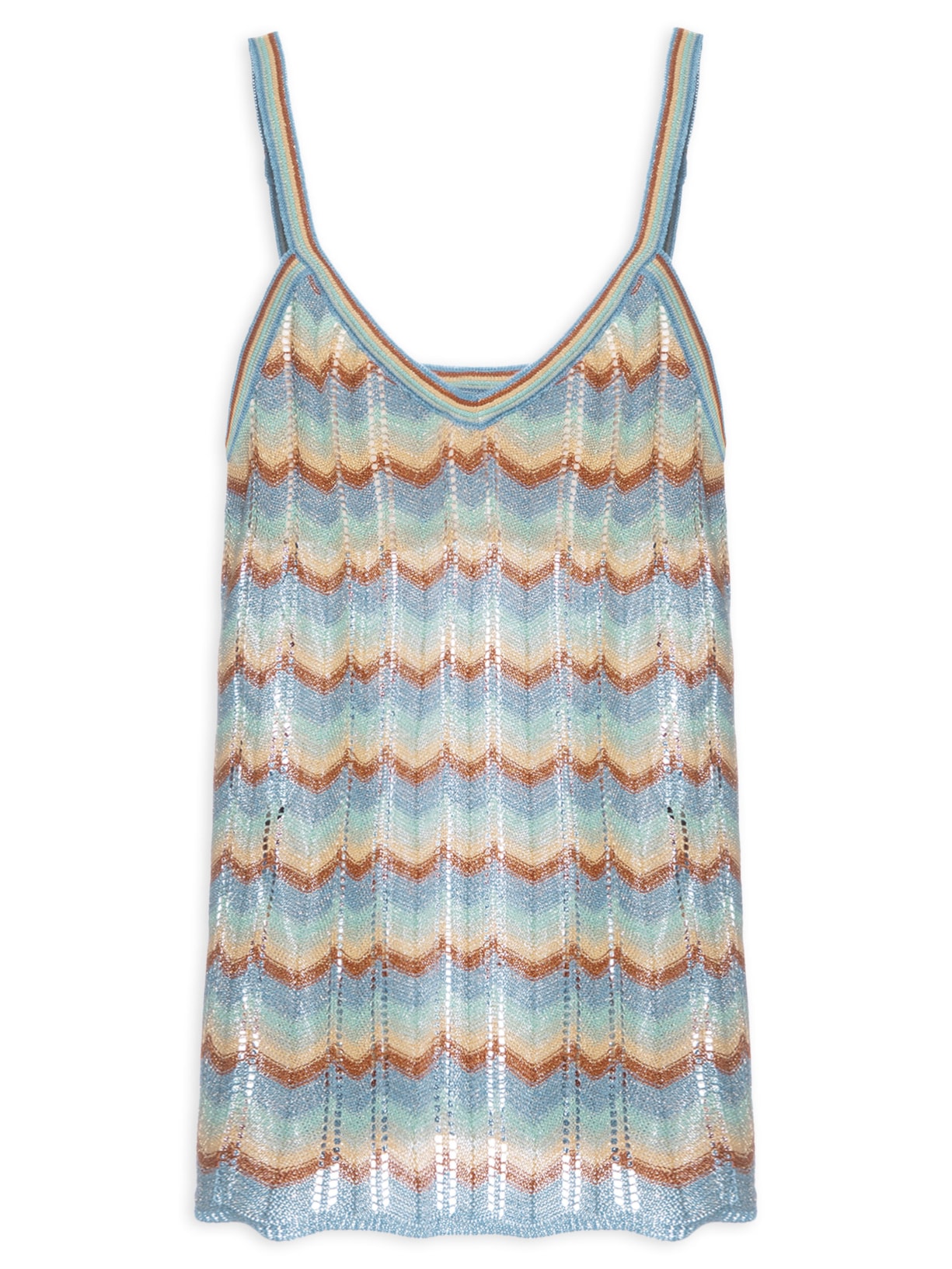 Túnica Feminina Tricot Decote Chevron - Azul