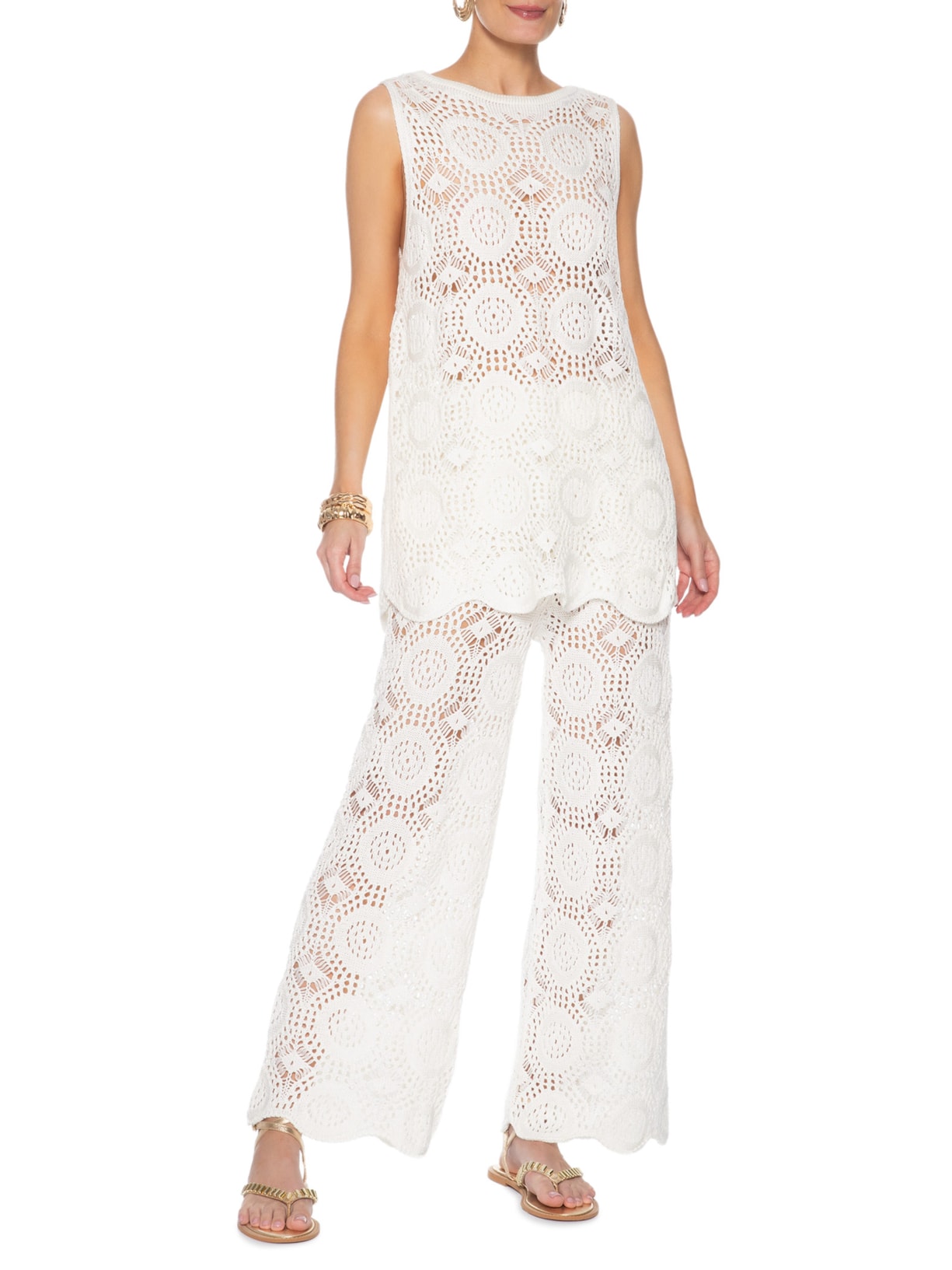 Túnica Feminina Tricot Fenda Veraneio Branco Dress To