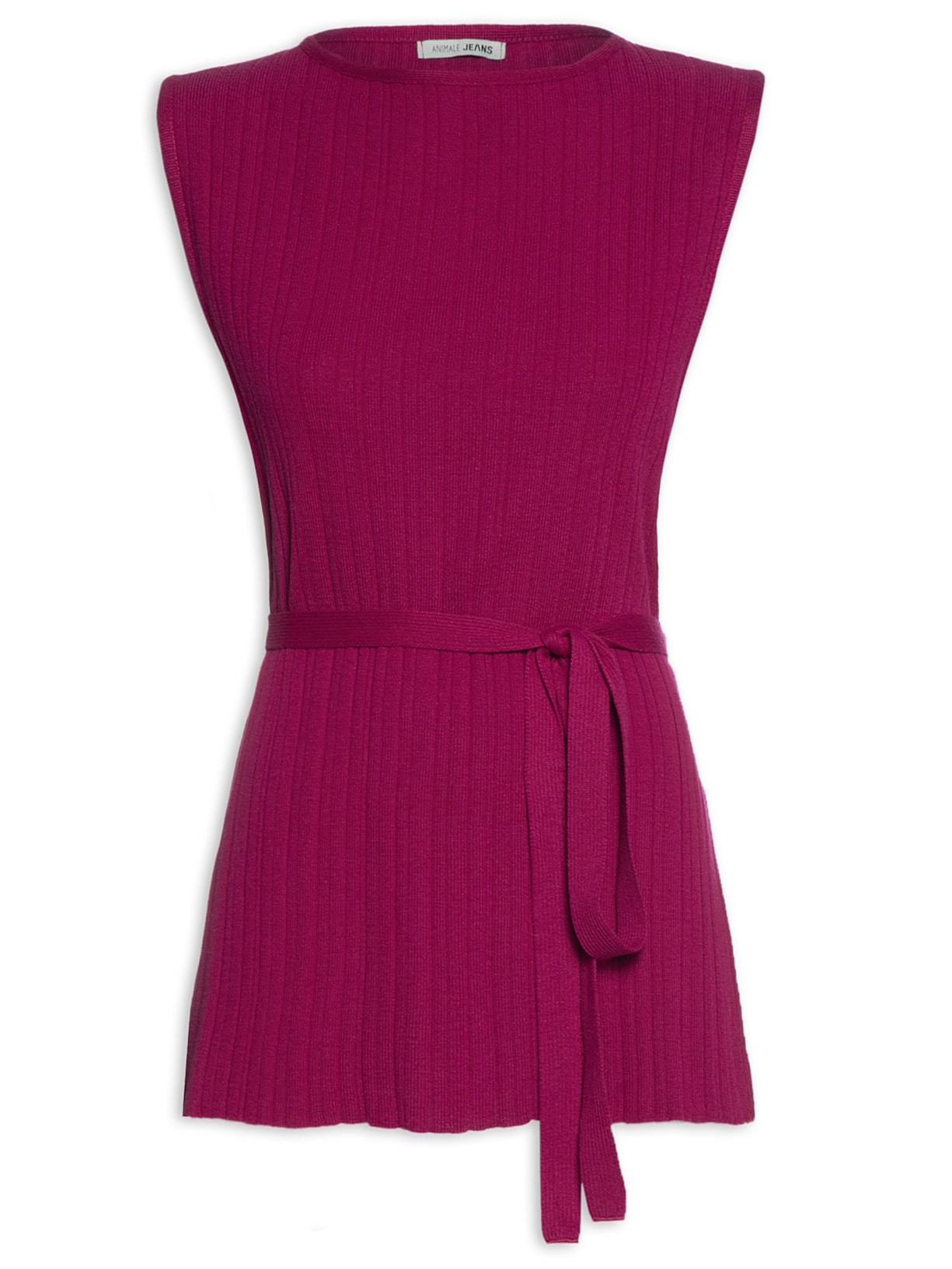 Túnica Feminina Tricot Fendas Com Cinto Faixa - Rosa