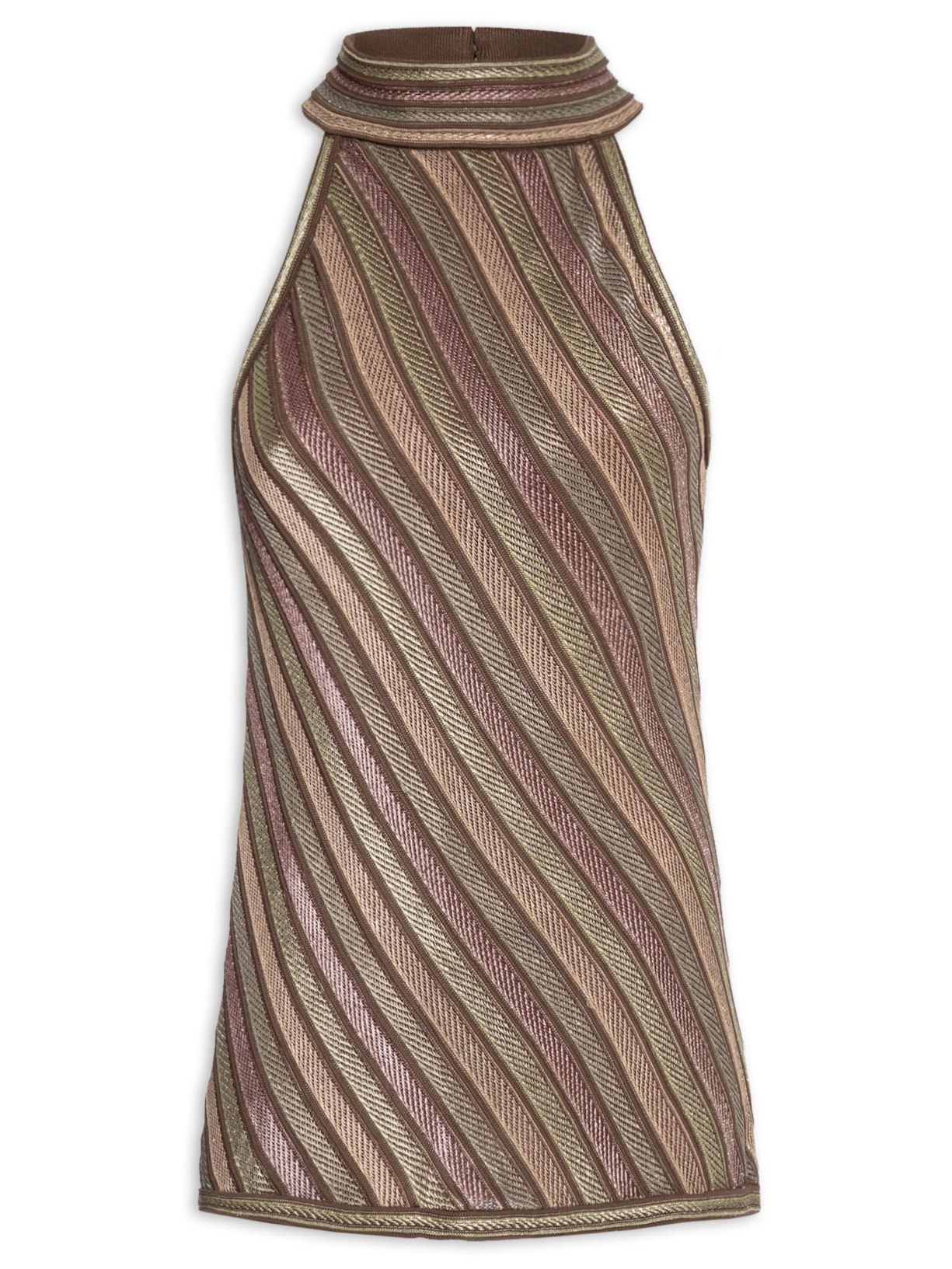 Túnica Feminina Tricot Gola Alta Multicolor - Cinza