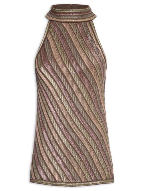 Túnica Feminina Tricot Gola Alta Multicolor - Cinza