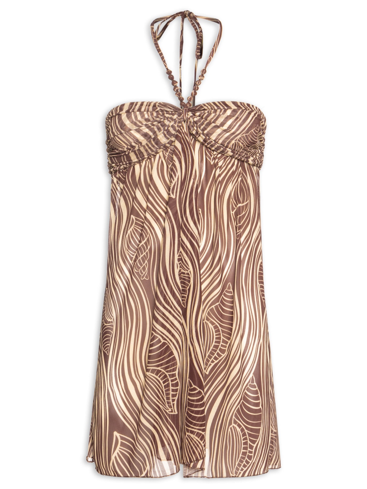 Túnica Feminina Tule Estampa Som Do Mar Marrom Dress To