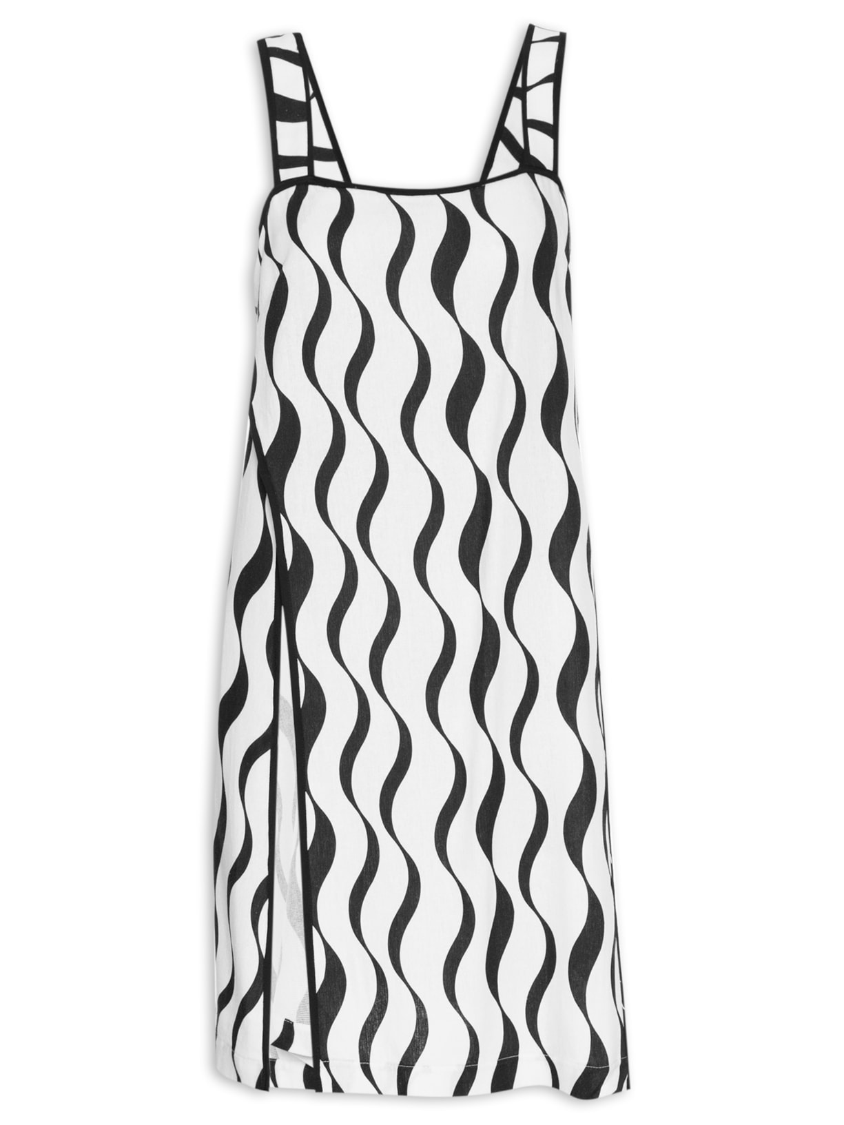 Túnica Linho Estampa Pontal - Preto