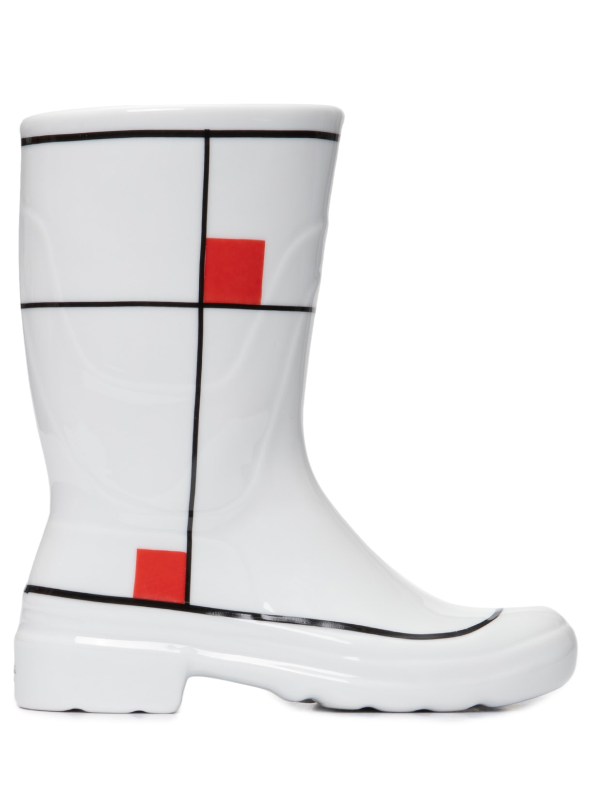 Vaso Bota Galocha Quadriculada - Branco