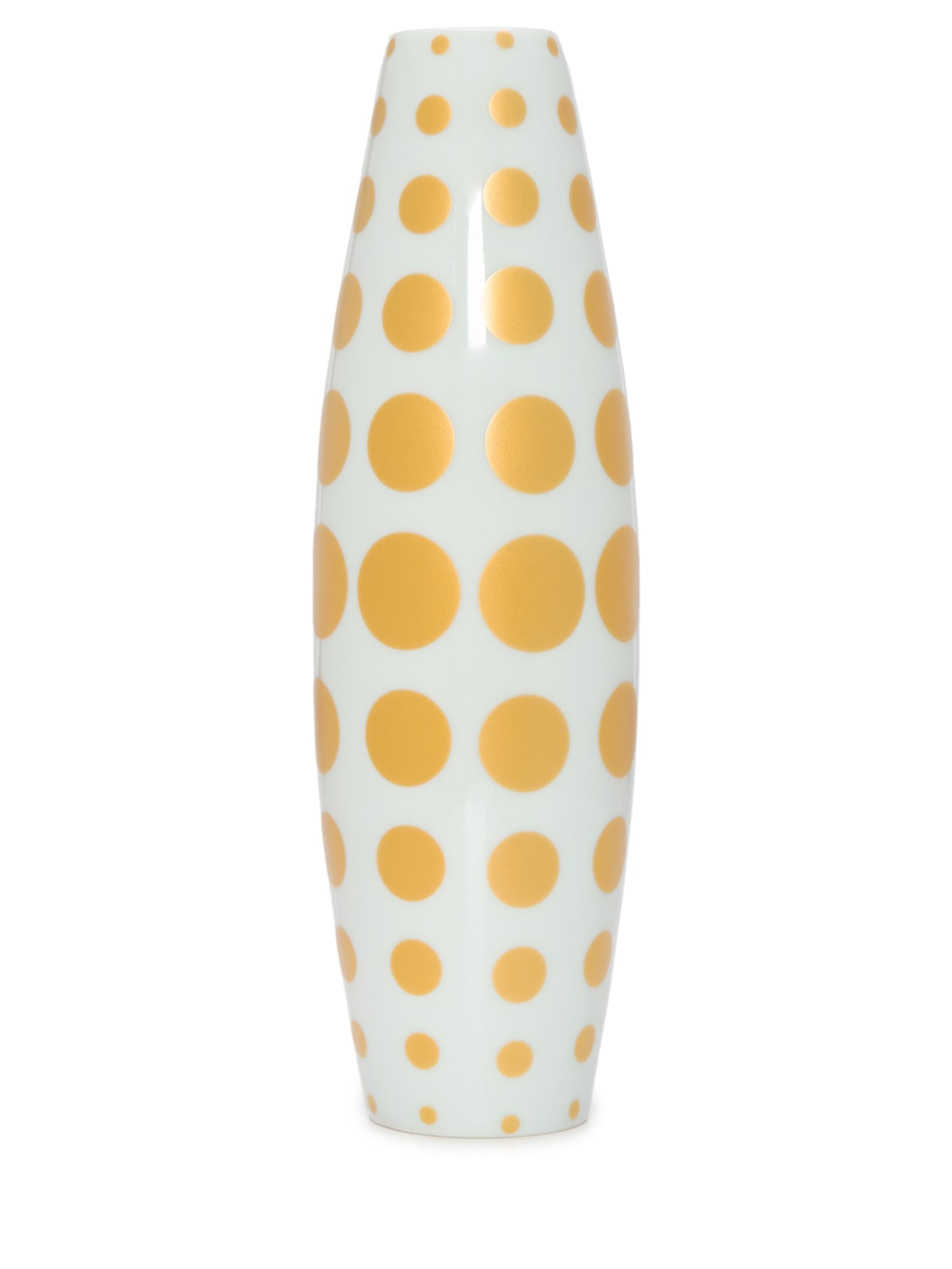 Vaso Botero Solitário Bolinhas Gold Em Porcelana 1 Peça - Branco