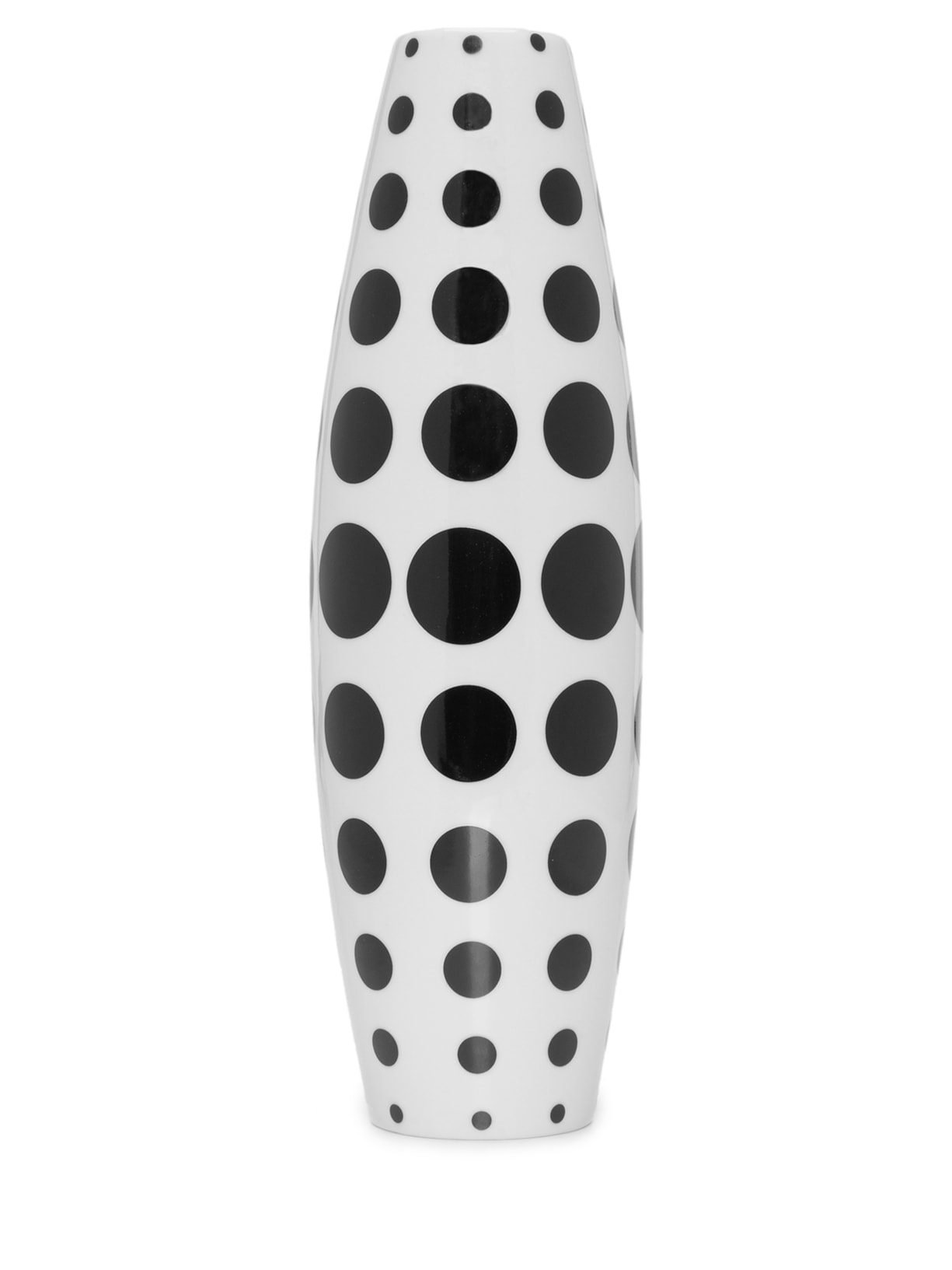 Vaso Botero Solitário Bolinhas Pretas Em Porcelana 1 Peça - Branco