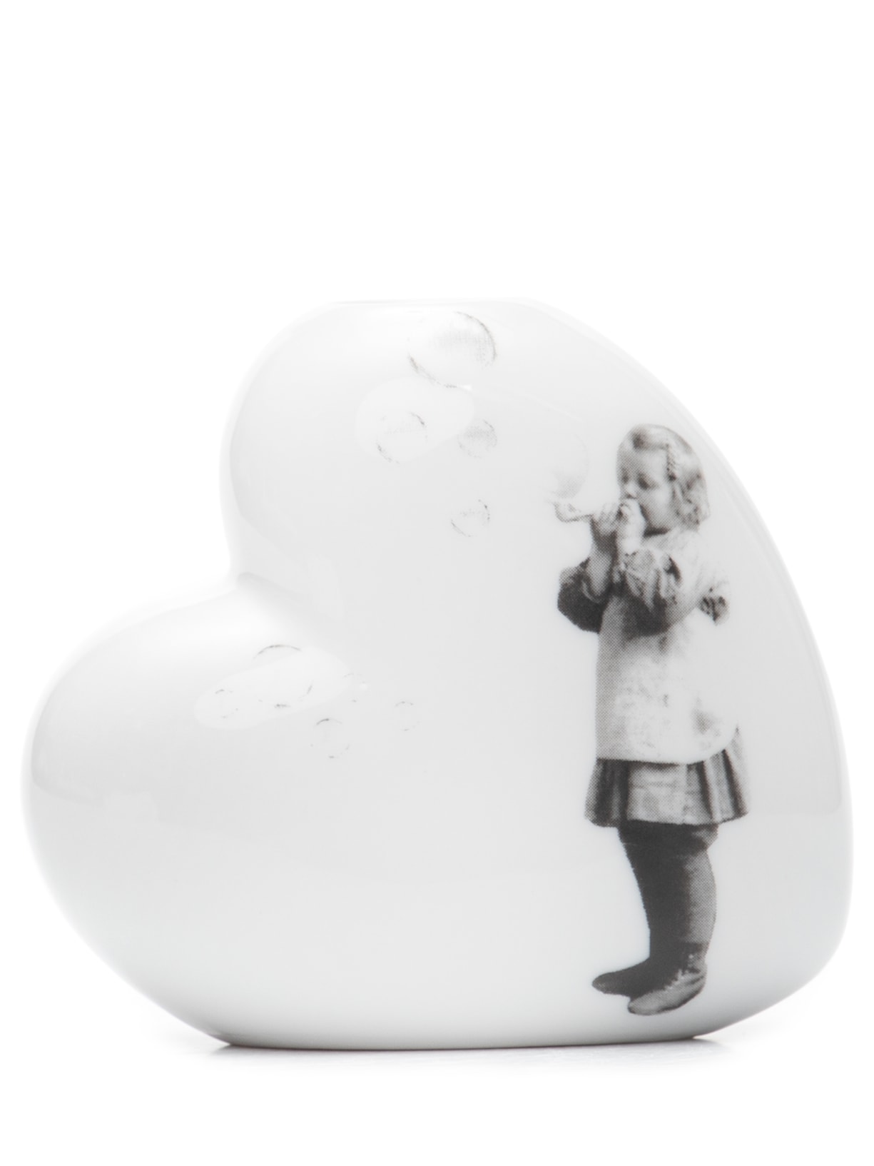 Vaso Coração Menina Bola De Sabão - Branco